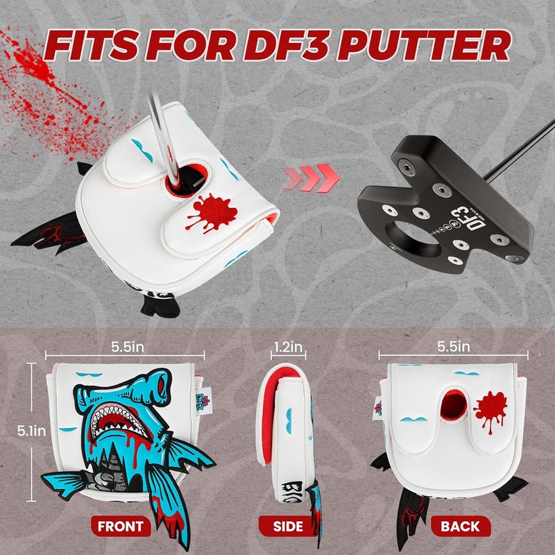 Big Crazy Golf Head Covers, Golf Club Covers Funny, Driver Headcovers, Golf Club Covers, Fairway Woods Head Covers, Hybrids Headcover, Putter Cover with Soft Lining for Golf Gift Hammerhead Sharks - Image 4